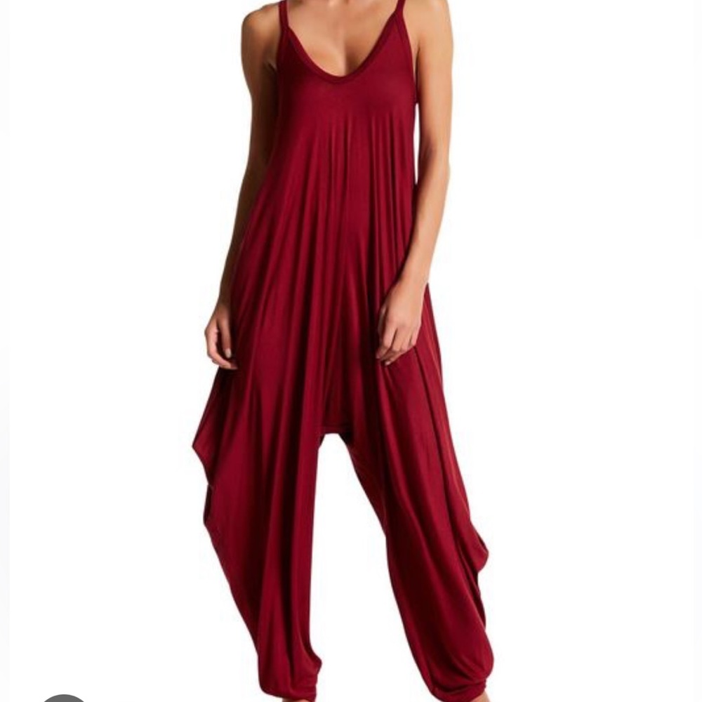 BOGO Boho Vibes Red Harem Jumpsuit